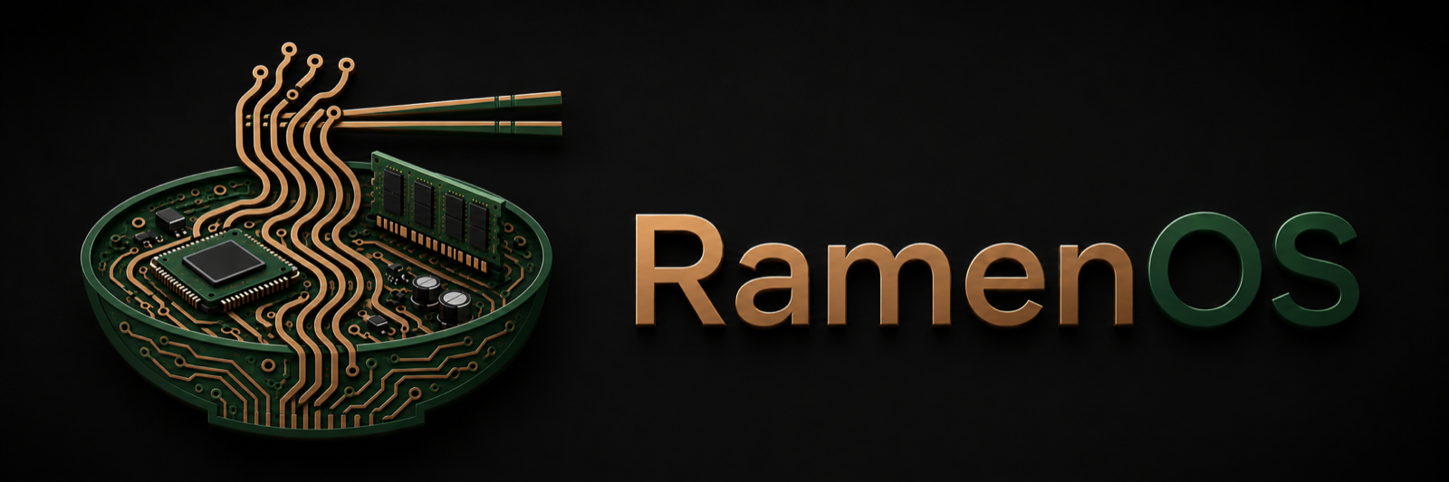 RamenOS circuit-board ramen bowl header